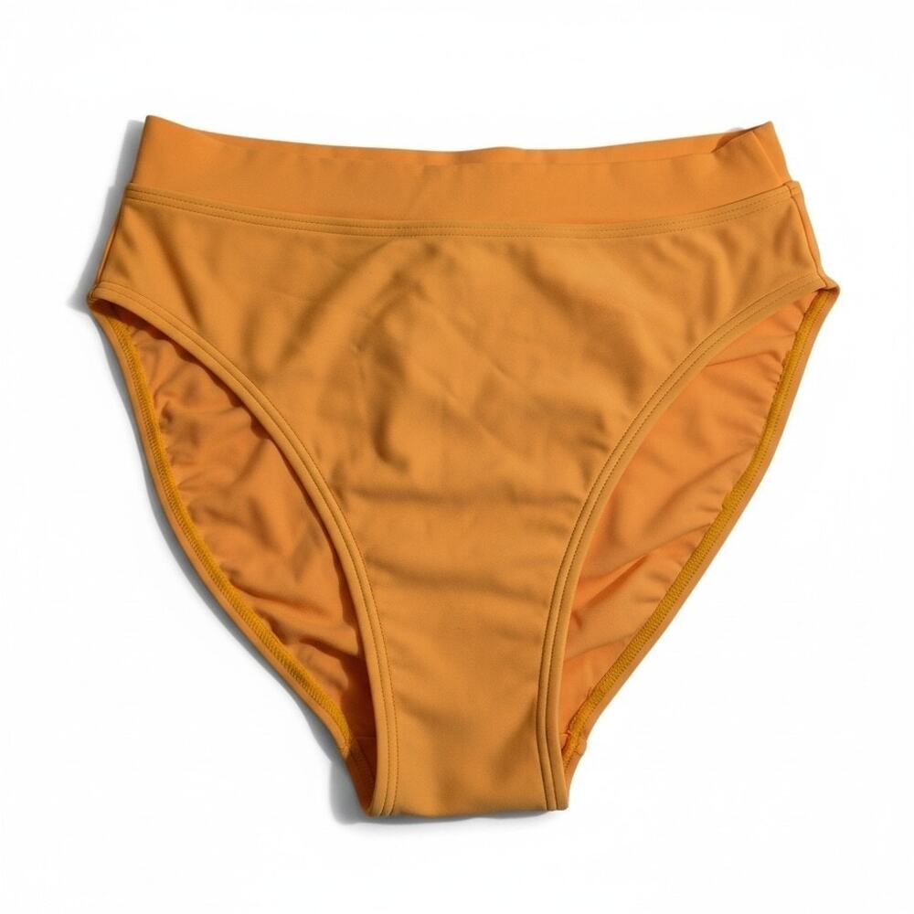VTG Newport News High Waisted Bikini Bottoms High Cut Leg Melon Orange 10 NWT